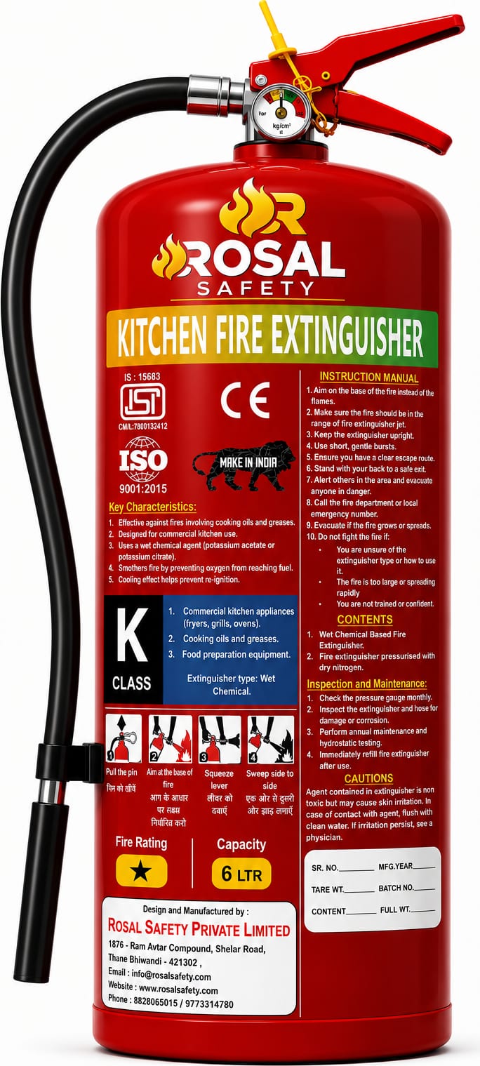 K-Type Kitchen (Mild Steel) Kitchen Fire Extinguisher 6L