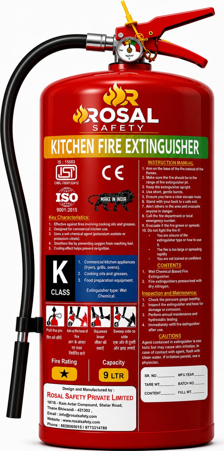 K-Type Kitchen (Mild Steel) Kitchen Fire Extinguisher 9L